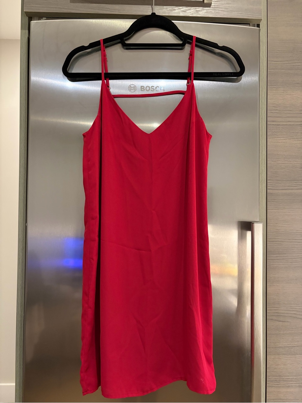 Aqua Hot Pink Slip Mini Dress with V-Neck